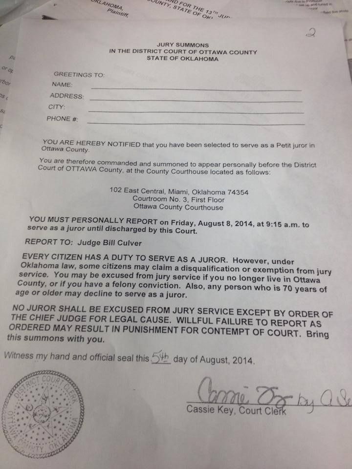 Ottawa County Officials Issue Random Jury Summons for Upcoming T - KOAM