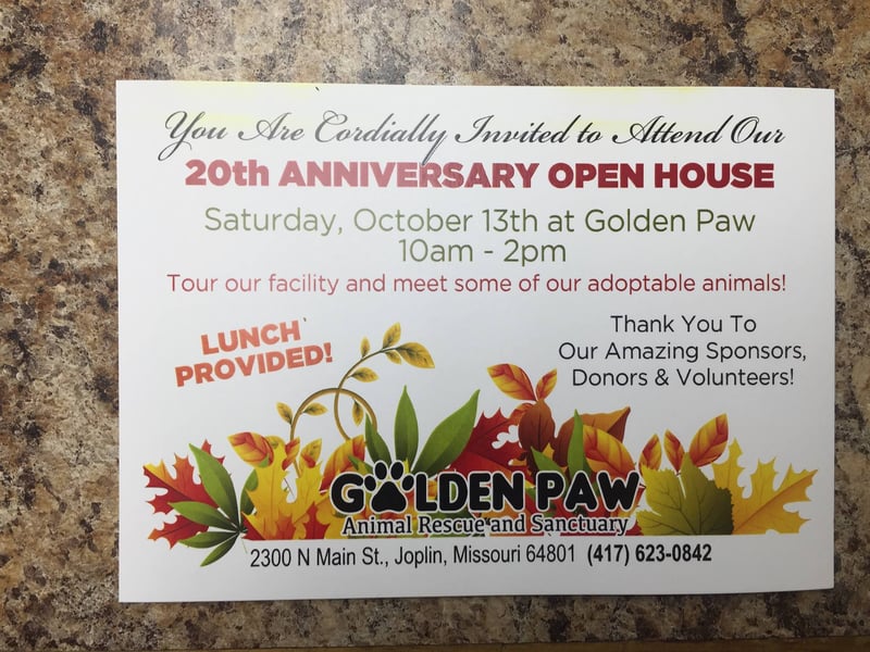 Golden Paw 20th Anniversary Open House October 13 Koam Tv 7 Golden Paw 20th Anniversary Open House October 13